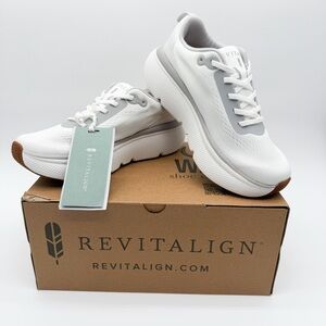 Revitalign Gaia Orthotic Comfort Walking Sneakers Lace-Up White 6.5 Wide NEW
